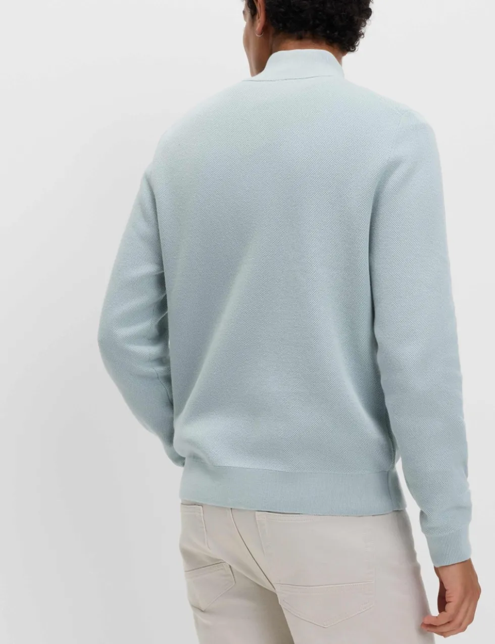 Cotton Rich Textured Half Zip Jumper