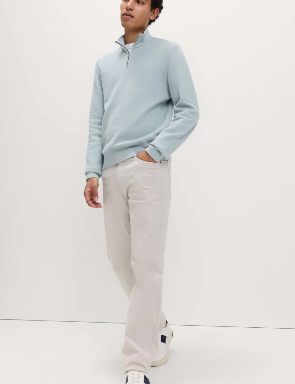 Cotton Rich Textured Half Zip Jumper