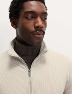Cotton Rich Textured Half Zip Sweatshirt