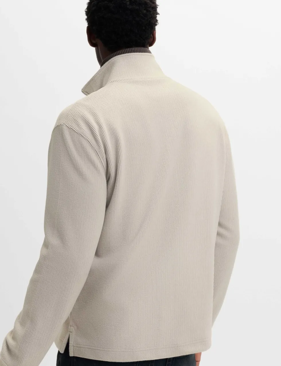 Cotton Rich Textured Half Zip Sweatshirt