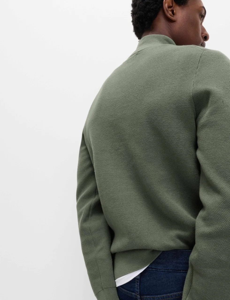 Cotton Rich Textured Half Zip Jumper