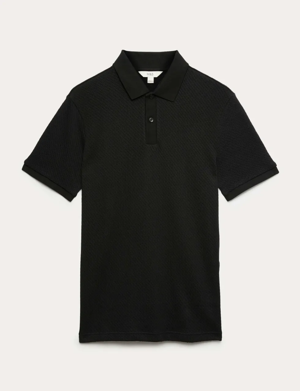 Cotton Rich Textured Knitted Polo Shirt