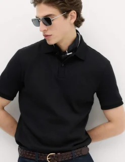 Cotton Rich Textured Knitted Polo Shirt
