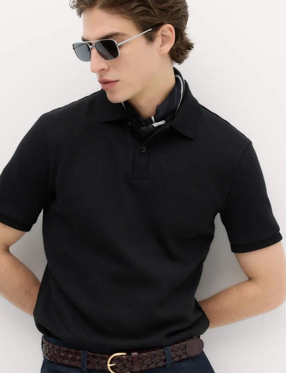 Cotton Rich Textured Knitted Polo Shirt
