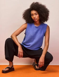 Cotton Rich Textured Knit Tank Top