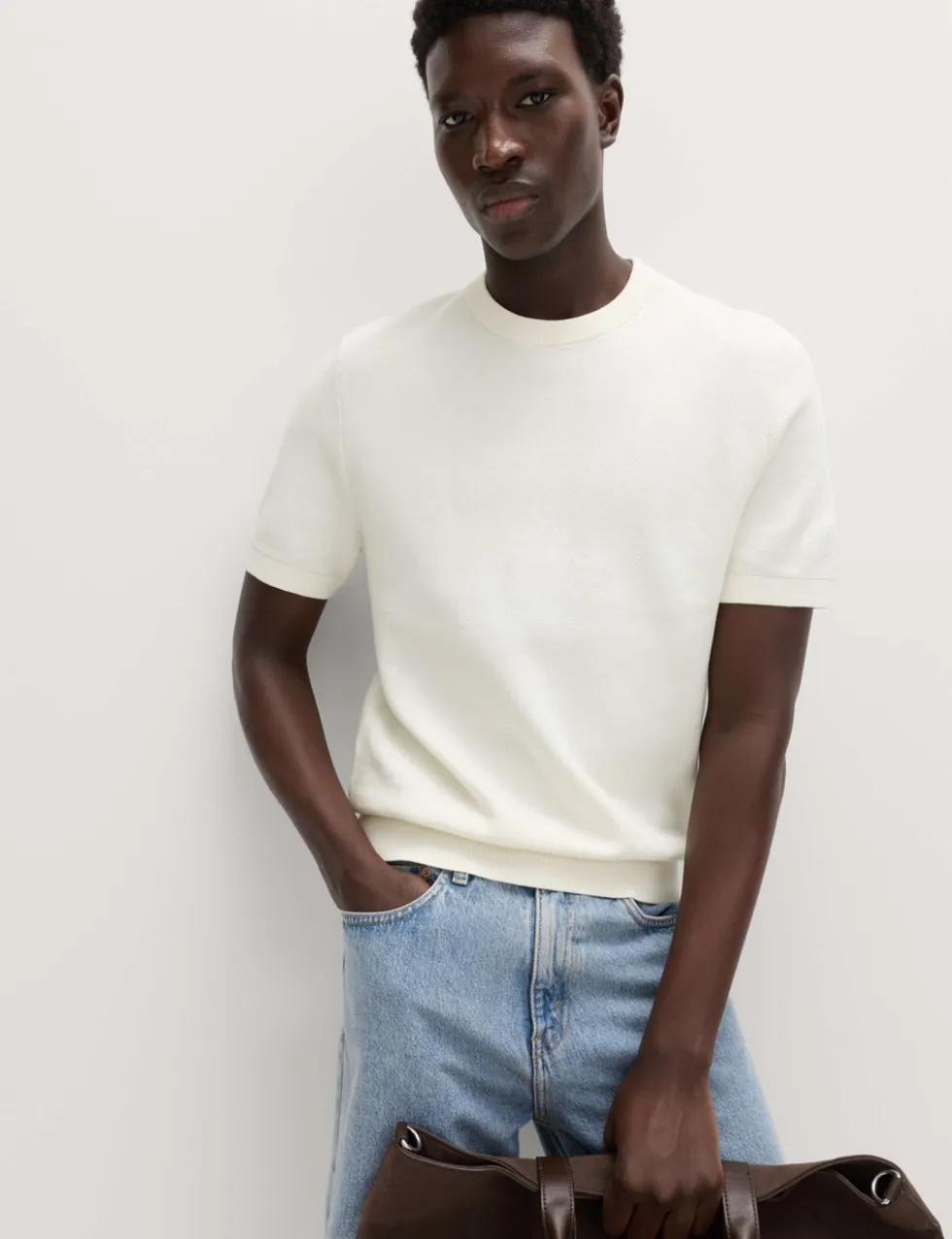Cotton Rich Textured Knitted T-Shirt