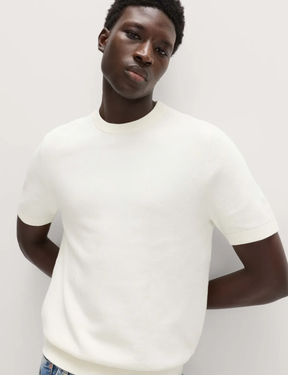 Cotton Rich Textured Knitted T-Shirt