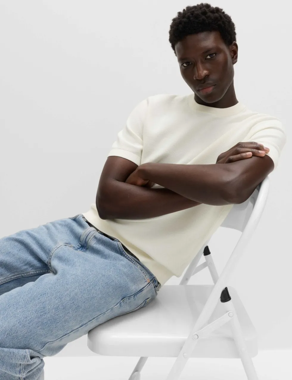 Cotton Rich Textured Knitted T-Shirt