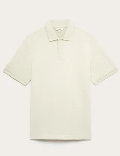 Cotton Rich Textured Knitted Polo Shirt