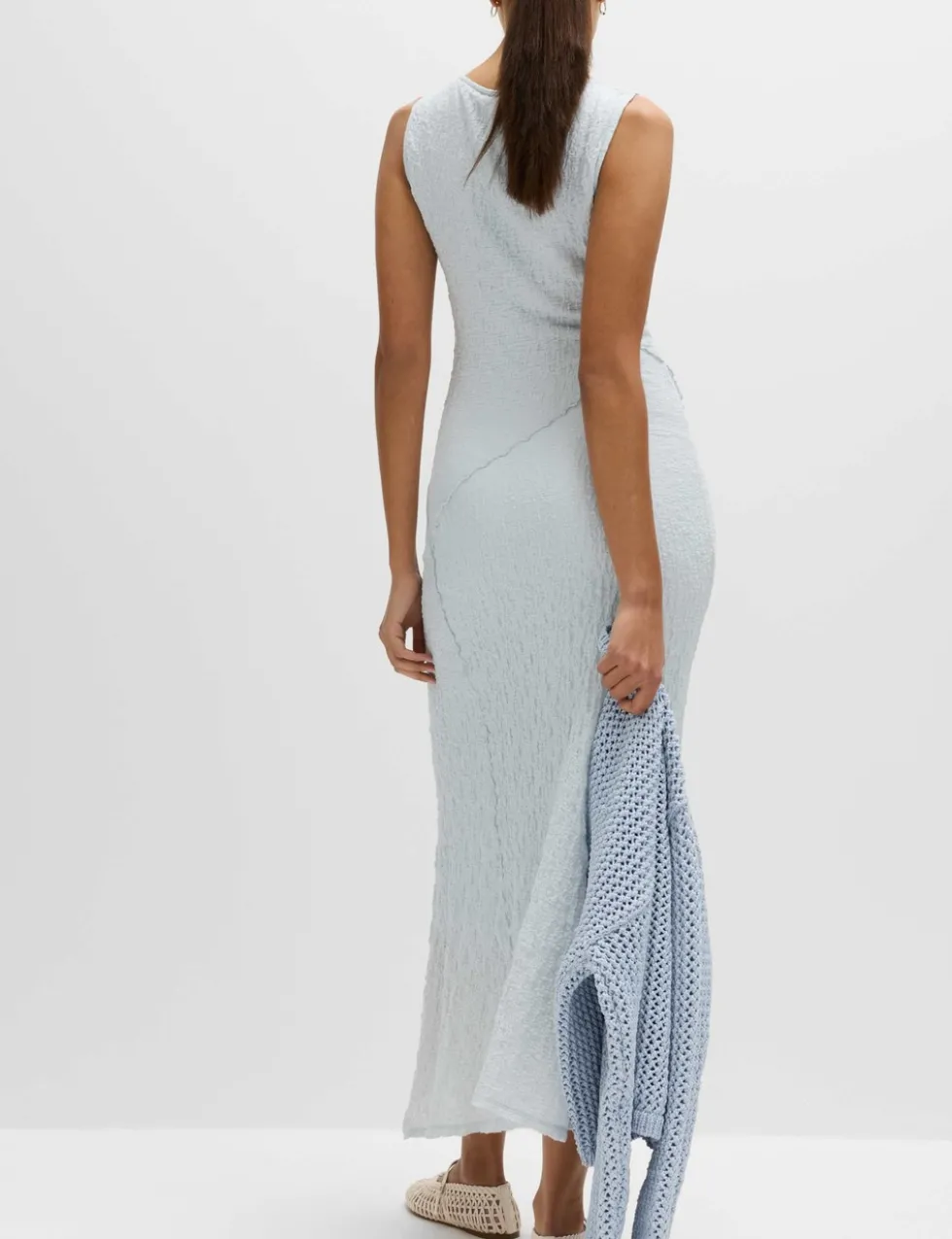 Cotton Rich Textured Midaxi Column Dress