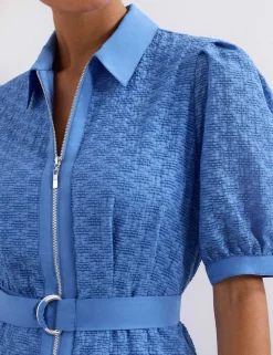 Cotton Rich Textured Midi Shirt Dress