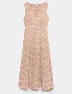 Cotton Rich Textured Printed Midi Tea Dress
