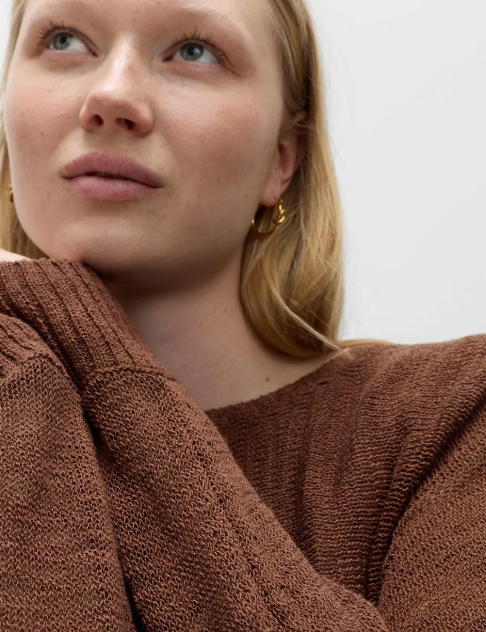 Cotton Rich Textured Slash Neck Relaxed Jumper
