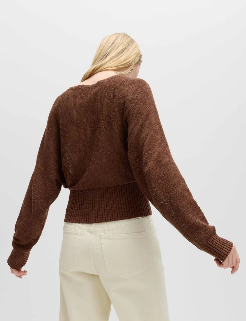 Cotton Rich Textured Slash Neck Relaxed Jumper