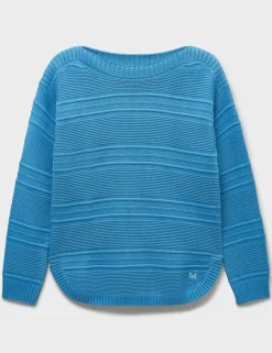 Cotton Rich Textured Slash Neck Jumper