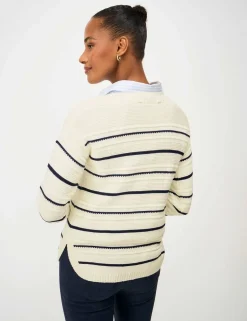 Cotton Rich Textured Slash Neck Jumper