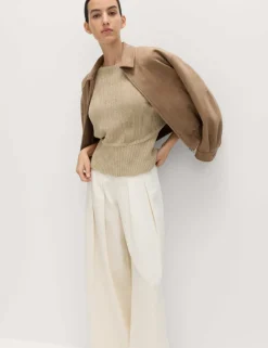 Cotton Rich Textured Slash Neck Relaxed Jumper