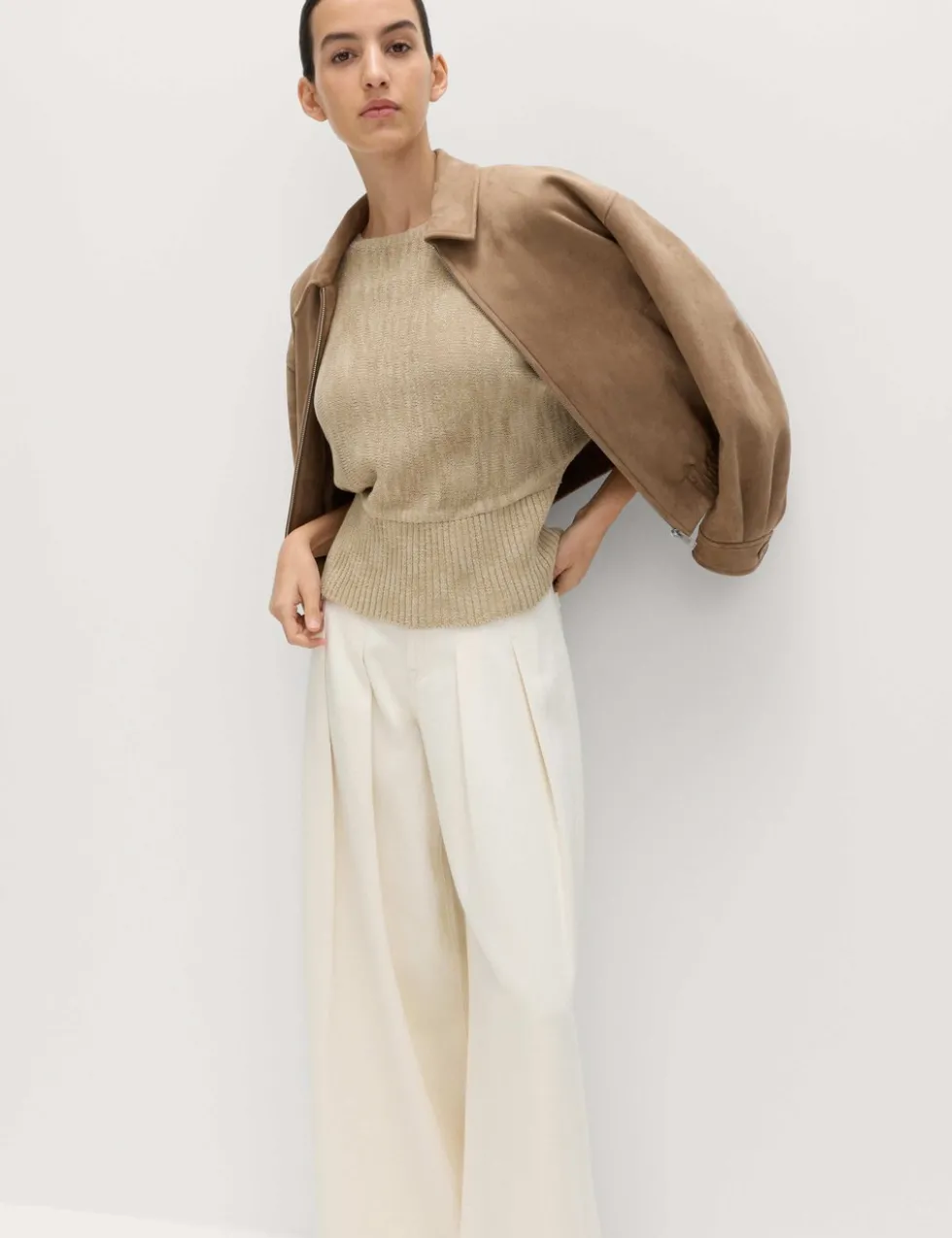 Cotton Rich Textured Slash Neck Relaxed Jumper