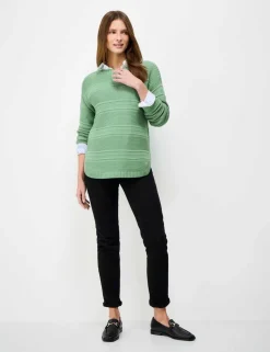 Cotton Rich Textured Slash Neck Jumper