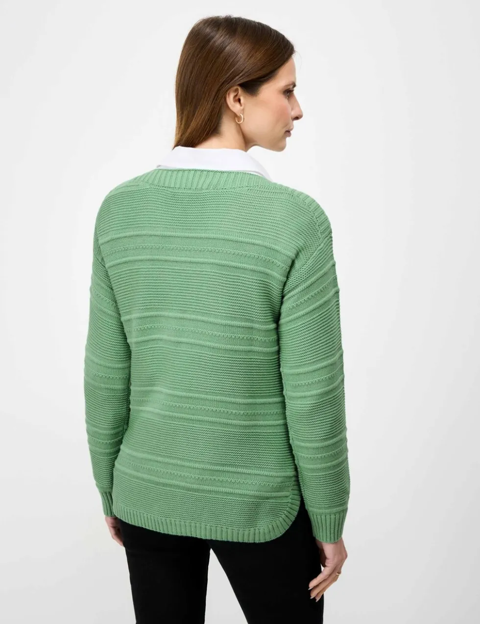 Cotton Rich Textured Slash Neck Jumper