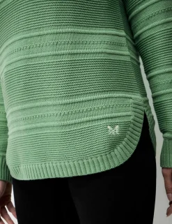 Cotton Rich Textured Slash Neck Jumper