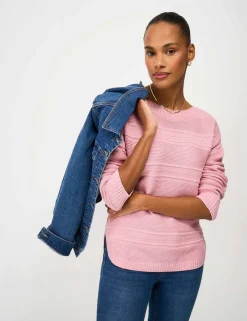 Cotton Rich Textured Slash Neck Jumper