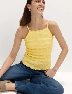 Cotton Rich Textured Square Neck Cami Top