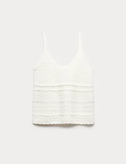 Cotton Rich Textured V-Neck Knitted Vest