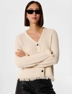 Cotton Rich Textured V-Neck Cardigan
