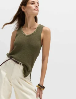 Cotton Rich Textured Whipstitch Knitted Vest