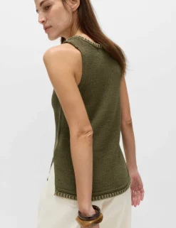 Cotton Rich Textured Whipstitch Knitted Vest