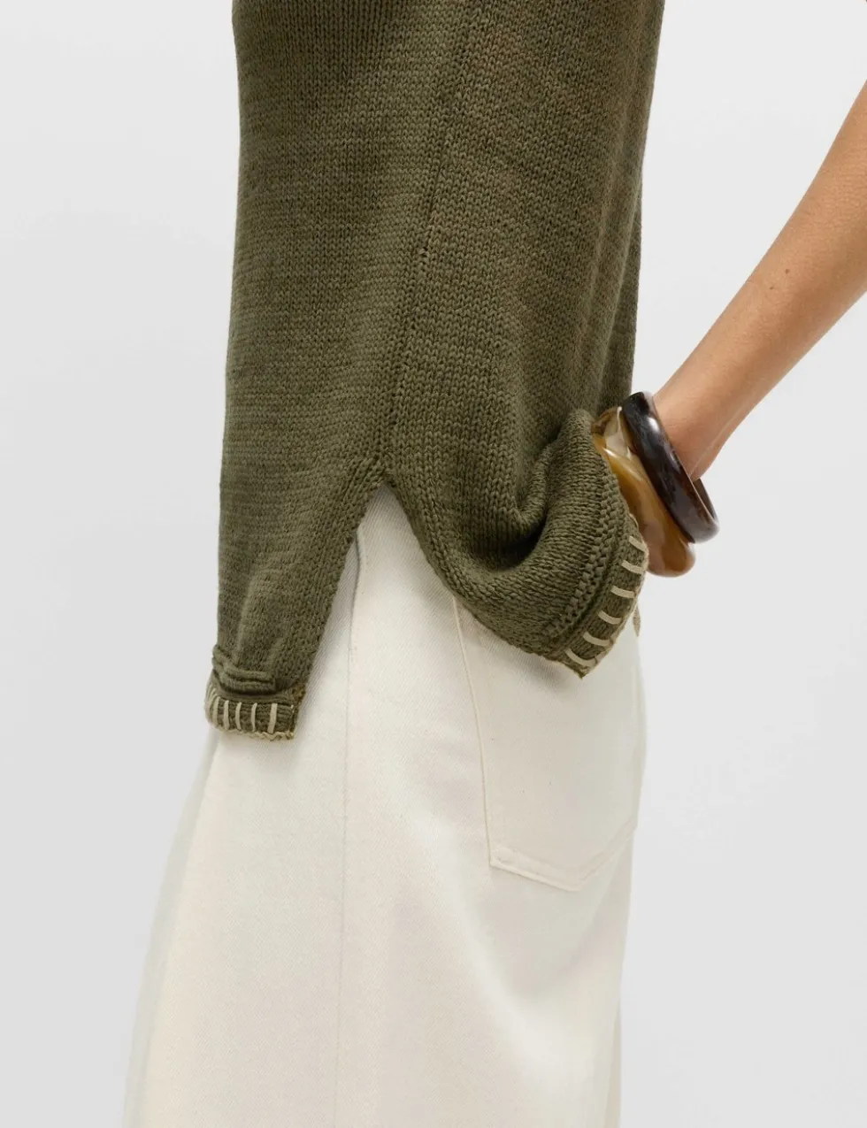 Cotton Rich Textured Whipstitch Knitted Vest