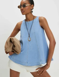 Cotton Rich Tie Detail Peplum Top
