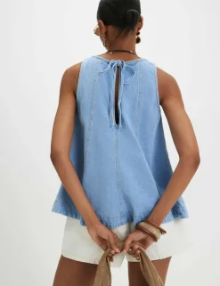 Cotton Rich Tie Detail Peplum Top
