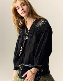 Cotton Rich Tie Front Blouse