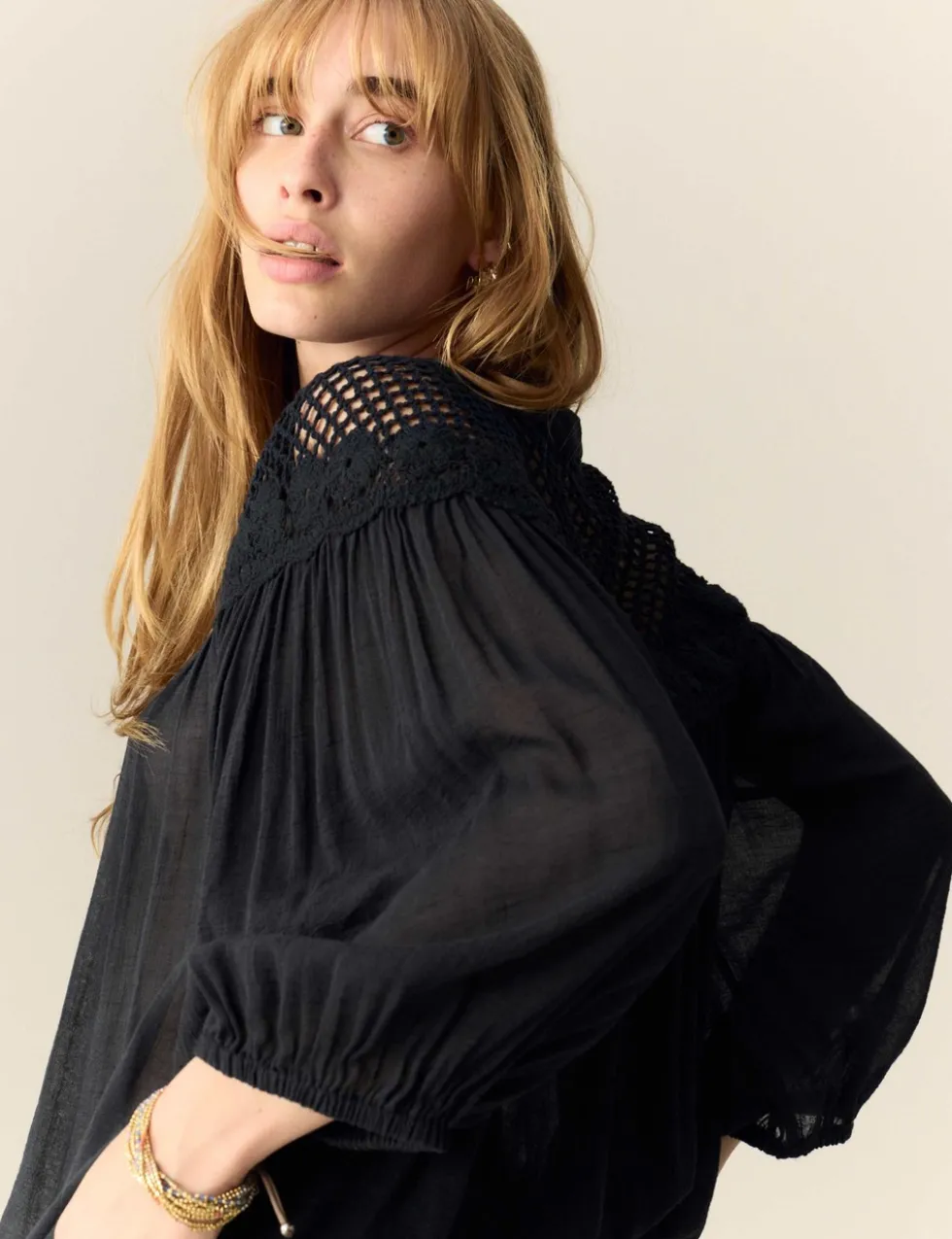 Cotton Rich Tie Front Blouse