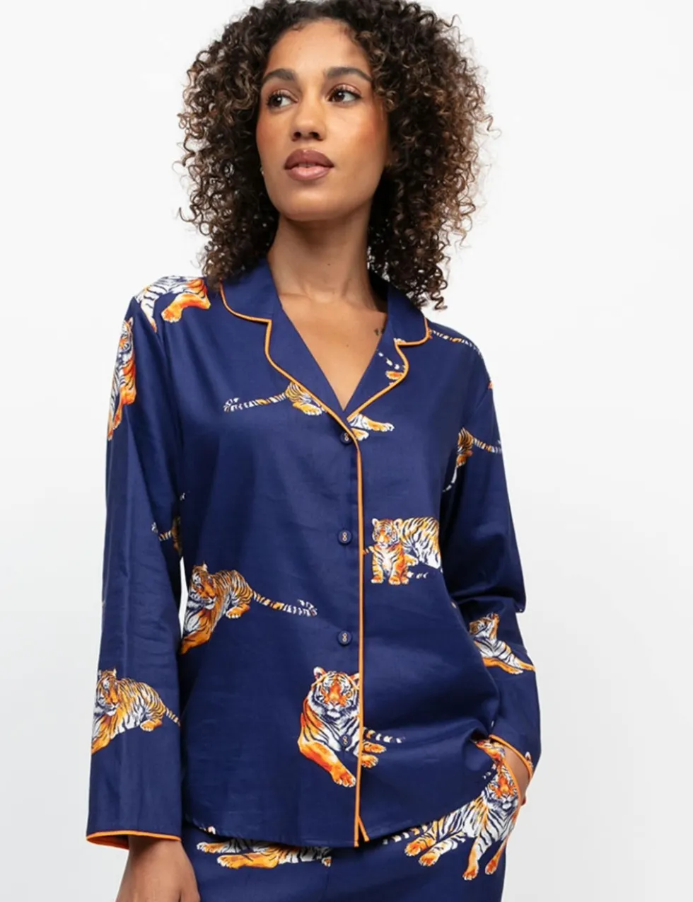 Cotton Rich Tiger Print Pyjama Top