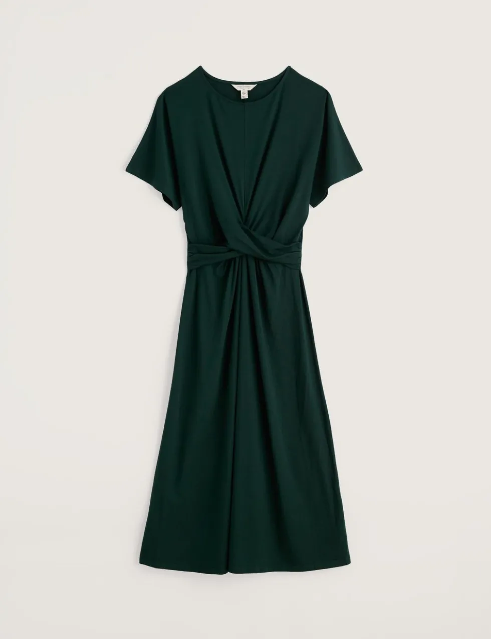 Cotton Rich Twist Front Midi Waisted Dress