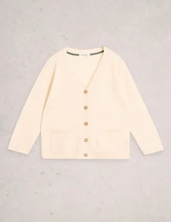 Cotton Rich V-Neck Button Front Cardigan