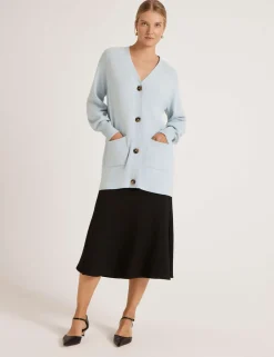 Cotton Rich V-Neck Button Front Cardigan