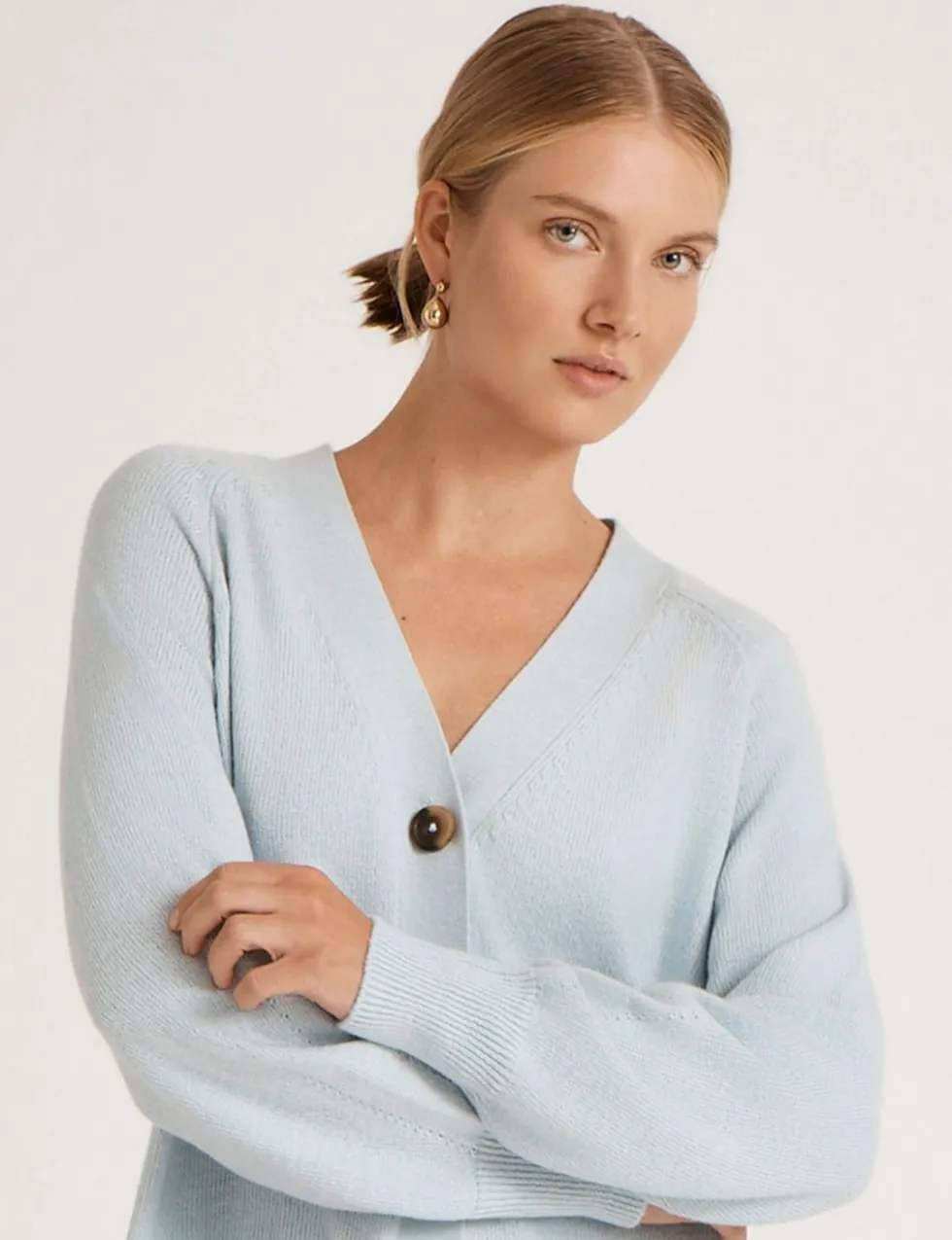 Cotton Rich V-Neck Button Front Cardigan