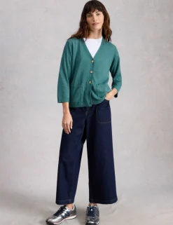 Cotton Rich V-Neck Button Front Cardigan