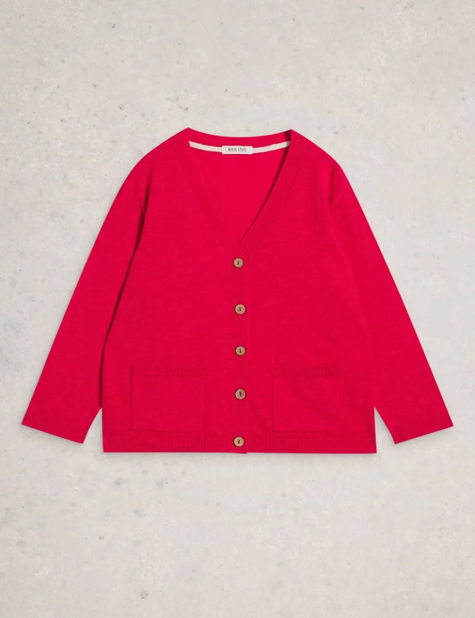 Cotton Rich V-Neck Cardigan with Linen