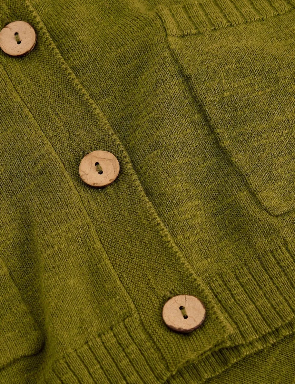 Cotton Rich V-Neck Cardigan with Linen