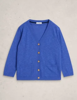 Cotton Rich V-Neck Cardigan with Linen