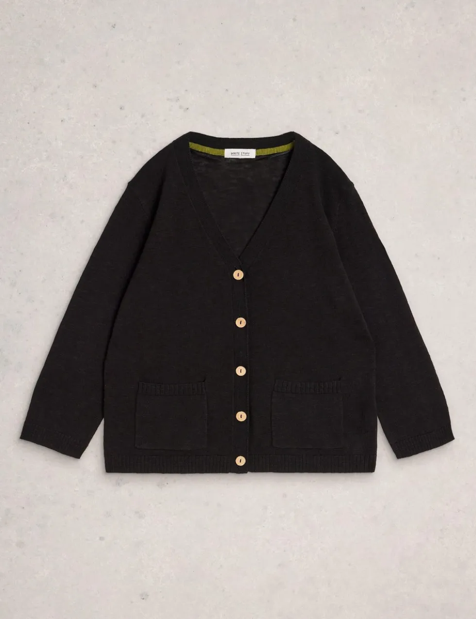Cotton Rich V-Neck Cardigan with Linen