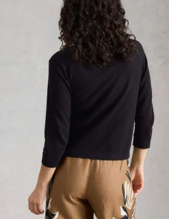 Cotton Rich V-Neck Cardigan with Linen