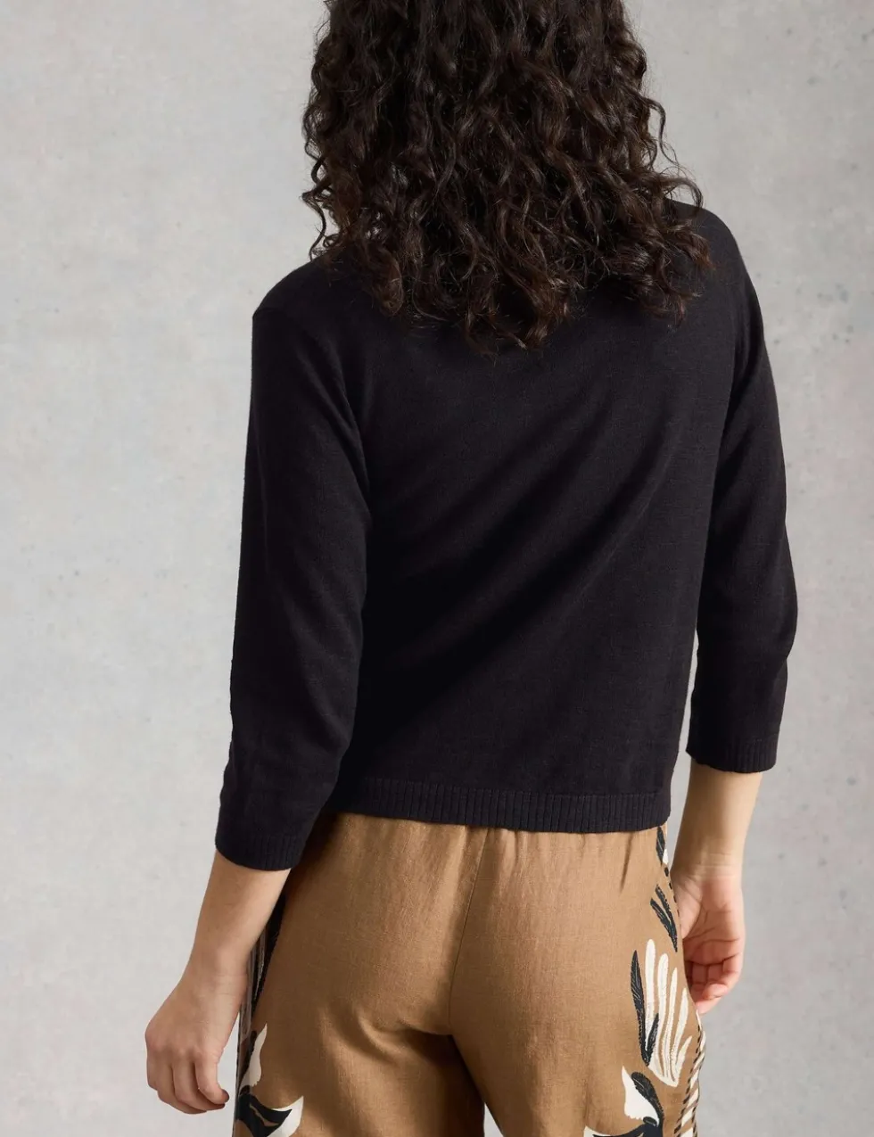 Cotton Rich V-Neck Cardigan with Linen