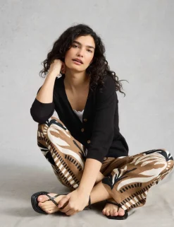 Cotton Rich V-Neck Cardigan with Linen