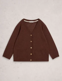 Cotton Rich V-Neck Cardigan with Linen